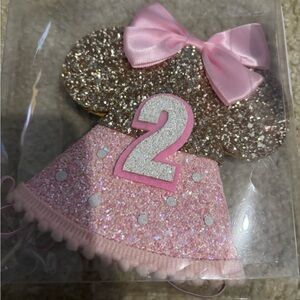Glittery Pink Birthday Hat with Bow